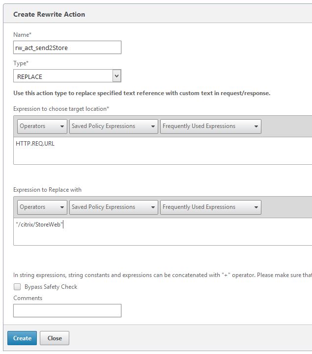 NetScaler Rewrite Actions