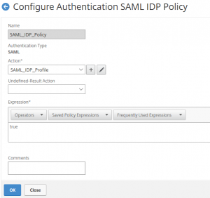 Citrix NetScaler: a SAML IDP Policy