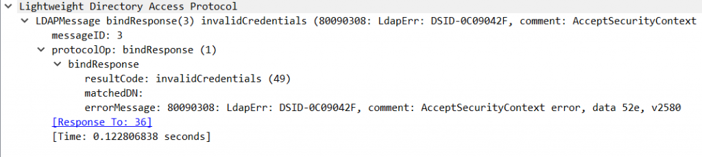 network trace for failed LDAP a bind request on Citrix ADC / NetScaler