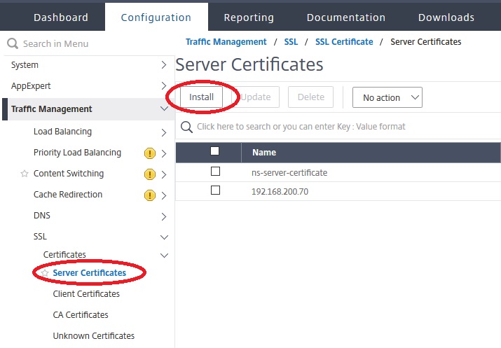 Importing a server certificate into Citrix ADC / NetScaler