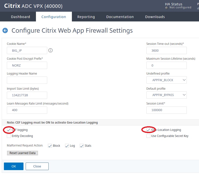 Turning on geolocation logging in Citrix ADC / NetScaler WAF 
