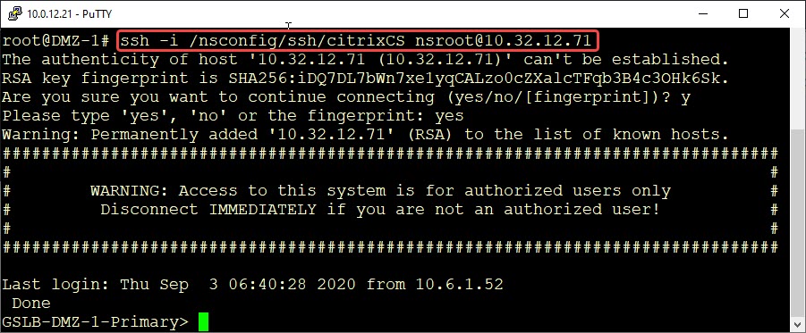 Logging on to a remote NetScaler using SSH keys