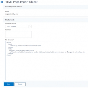 Citrix ADC / NetScaler: Create an HTML page to be used in an responder policy