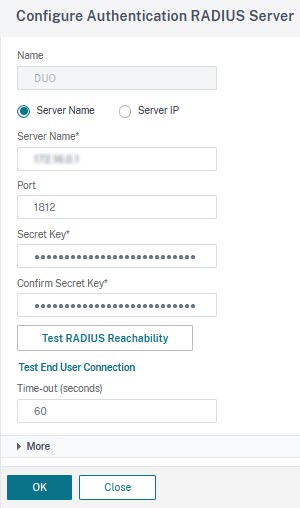 Citrix ADC / NetScaler RADIUS Policy server definition