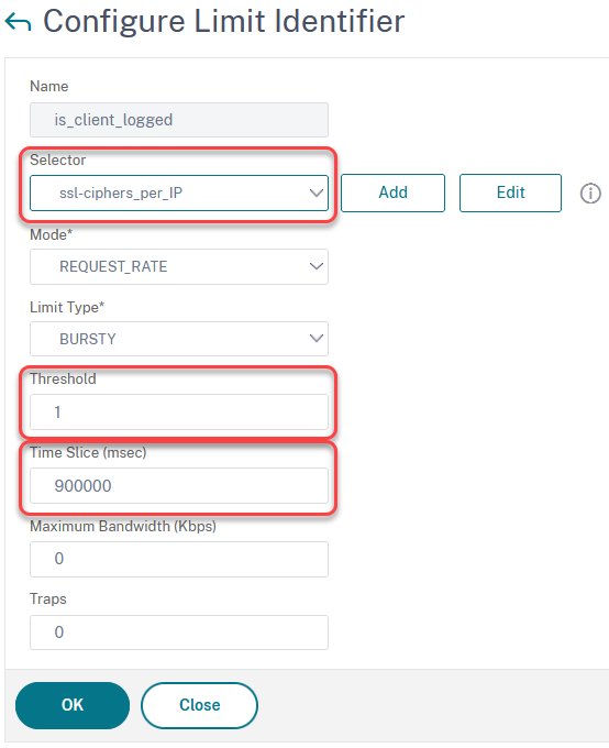 Citrix ADC / NetScaler Limit Identifier for a rate limiting