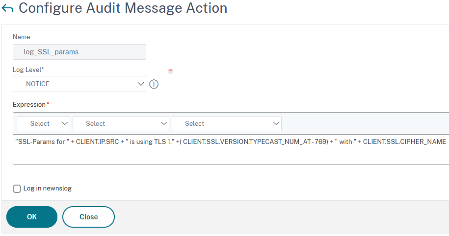 audit messages for logging SSL cyphers into syslog