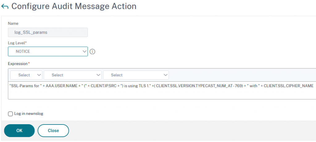 audit messages for logging SSL cyphers and user-names into syslog