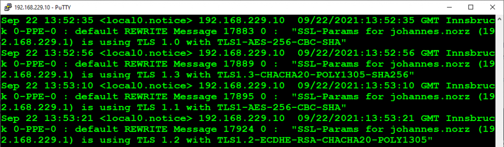 logging SSL connections and cyphers for a specivic user