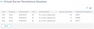 Citrix ADC / NetScaler: Persistence table for load balancing using rule-based persistence