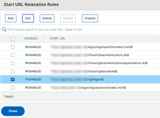 Citrix NetScaler WAF-Rules: StartURLs for AAA-Feature/Gateway.